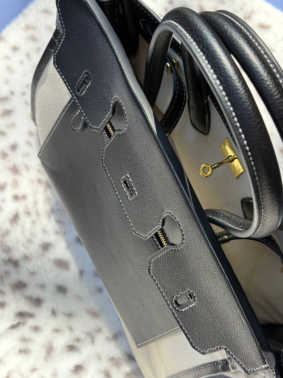 Designer Inspired Large Leather Satchel - Classic Black Everyday Bag