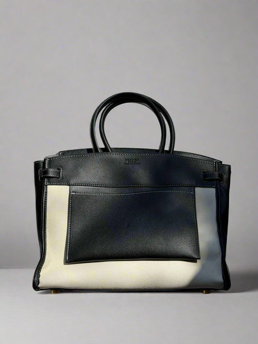 Designer Inspired Large Leather Satchel - Classic Black Everyday Bag