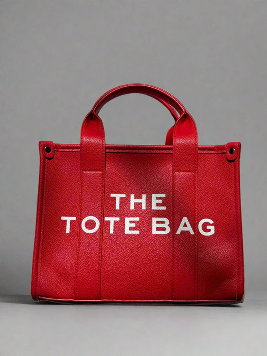 Leather Crossbody Tote Bag - Medium Size - Brown, Red, Black Edition
